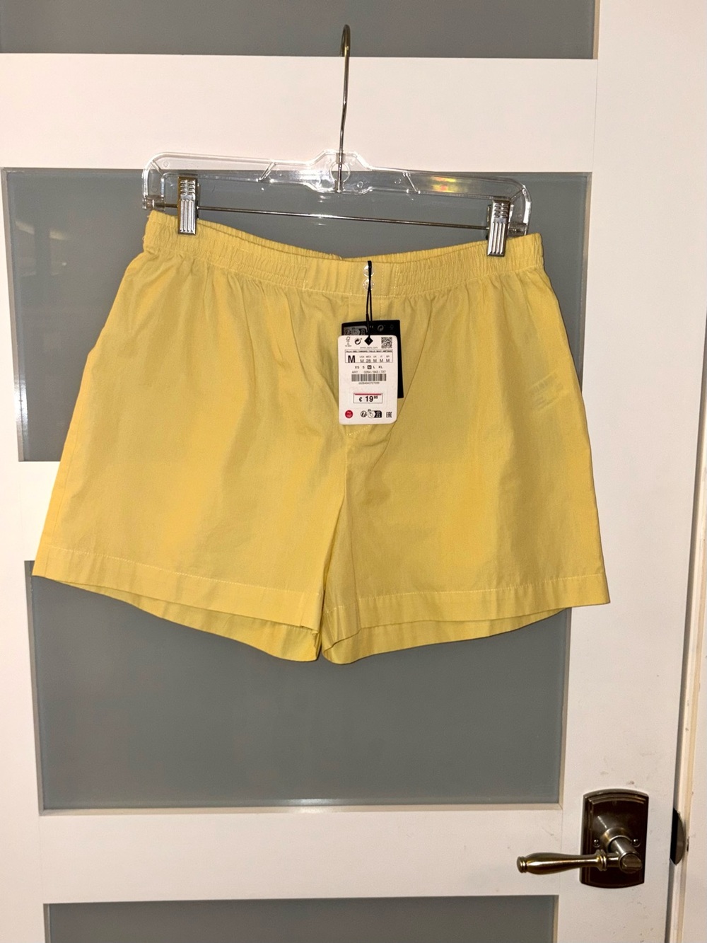Zara Lemon Yellow Elastic-Waist Summer Shorts